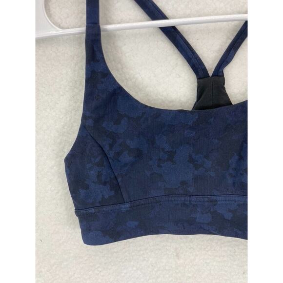 Lululemon Train Times Sports Bra Heathered Navy‎ Blue Mesh Back 8 Camouflage - Picture 4 of 7